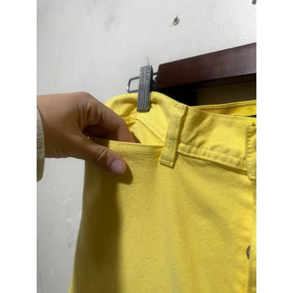 Veronica Beard Cynthia Crop Wide Leg Jeans Womens 30 Yellow Button Fly High Rise - Picture 12 of 15